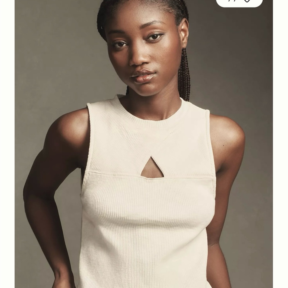 Nation Cream Sleeveless Top with triangle cutout, worn once